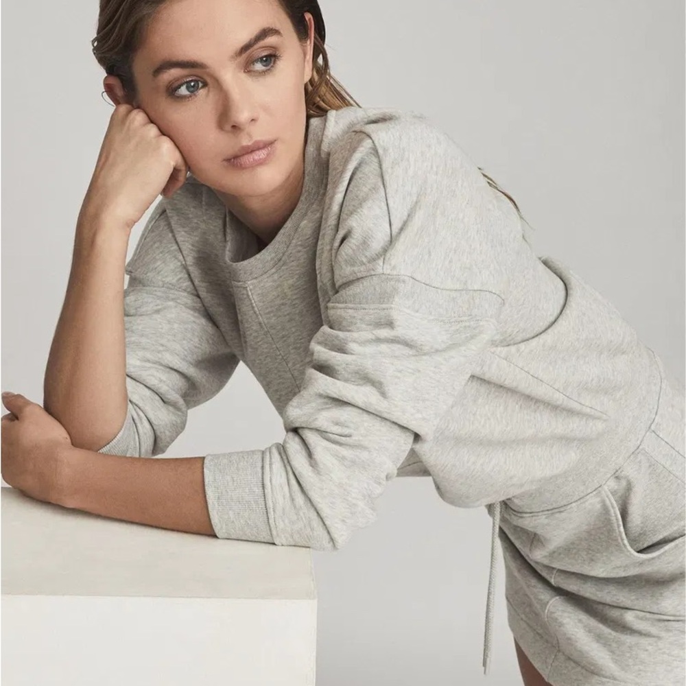 Reiss Jetta Mini Sweatshirt Dress In Gray - Picture 7 of 7